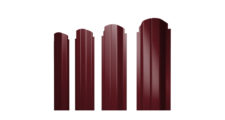 Штакетник П-образный A фигурный 0,45 PE-Double RAL 3005 красное вино