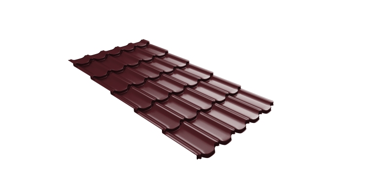 Металлочерепица  квинта плюс Grand Line c 3D резом 0,45 Drap ST RAL 3005 красное вино