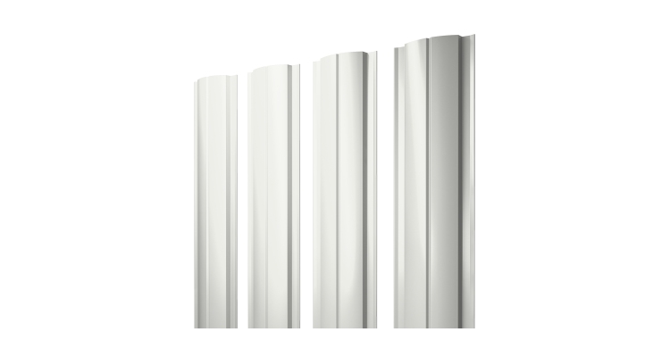 Штакетник Полукруглый Slim с прямым резом 0.45 PE-Double RAL 9003 сигнальный белый