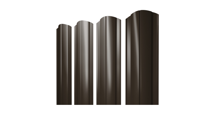 Штакетник Круглый фигурный 0,5 GreenCoat Pural BT, matt RR 32 темно-коричневый (RAL 8019 серо-коричневый)