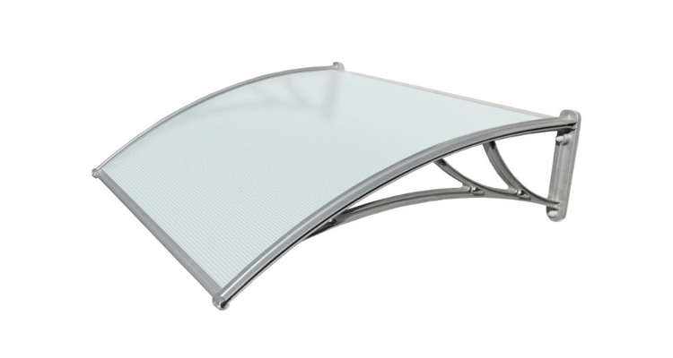 Козырек Krovent из поликарбоната 1500х930х280 серебристый (серебристый кронштейн)