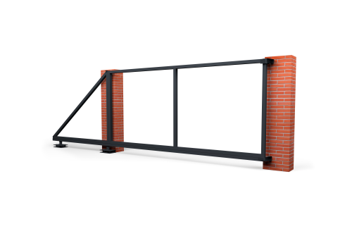 Ворота откатные Жалюзи Texas 2,0х4,5 RAL 7024 без заполнения (ламель 125 мм) крепление к столбу